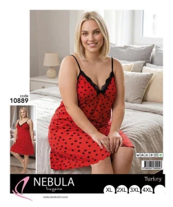 KOSZULA NOCNA NA WĄSKIM RAMIĄCZKU Z WISKOZY BIG SIZE 10889