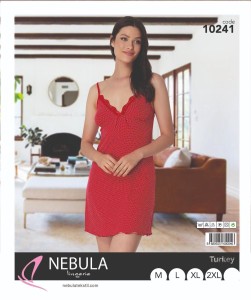 KOSZULA NOCNA NA WĄSKIM RAMIĄCZKU Z WISKOZY M-XXL 10241