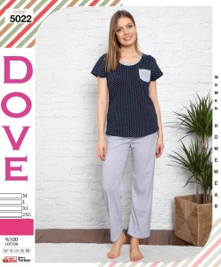 PIŻAMA DAMSKA BAWEŁNIANA KRÓTKI REKAW DŁUGIE SPODNIE M-XXL 5022