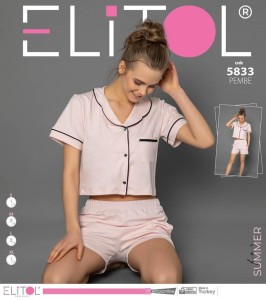 PIŻAMA DAMSKA ROZPINANA KRÓTKI RĘKAW Z SZORTAMI S-XL 5833