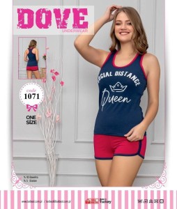 PIŻAMA DAMSKA BOKSERKA Z SZORTAMI ONE SIZE 1071