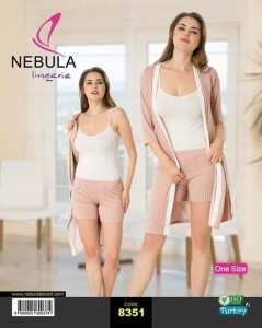 KOMPLET KOSZULKA SZORTY I SZLAFROK 8351